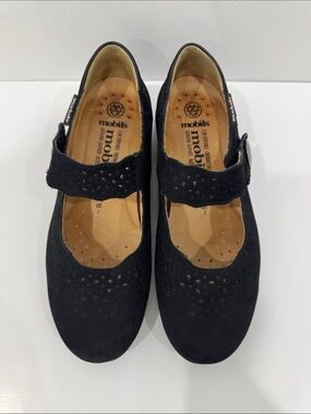 MOBILS by Mephisto Black Leather Comfort Mary Jane Shoes Size 7‎